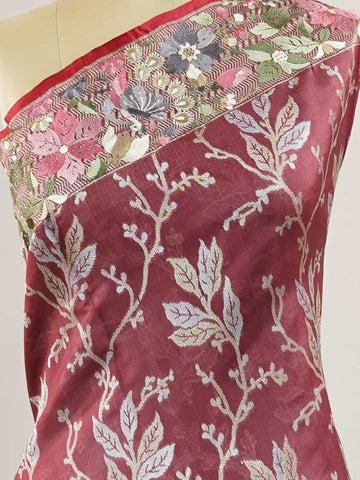 Katan The fluid charm of Banaras soft silk finds poetry in Parsi Gara florals.br
A union of two timeless crafts in one masterpiece. Savitri - Handwork Embroidered Silk Saree | Parsigara Embroidery - Manoranjitham Weaves - Handloom Store