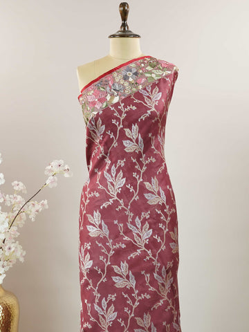 Katan The fluid charm of Banaras soft silk finds poetry in Parsi Gara florals.br
A union of two timeless crafts in one masterpiece. Savitri - Handwork Embroidered Silk Saree | Parsigara Embroidery - Manoranjitham Weaves - Handloom Store