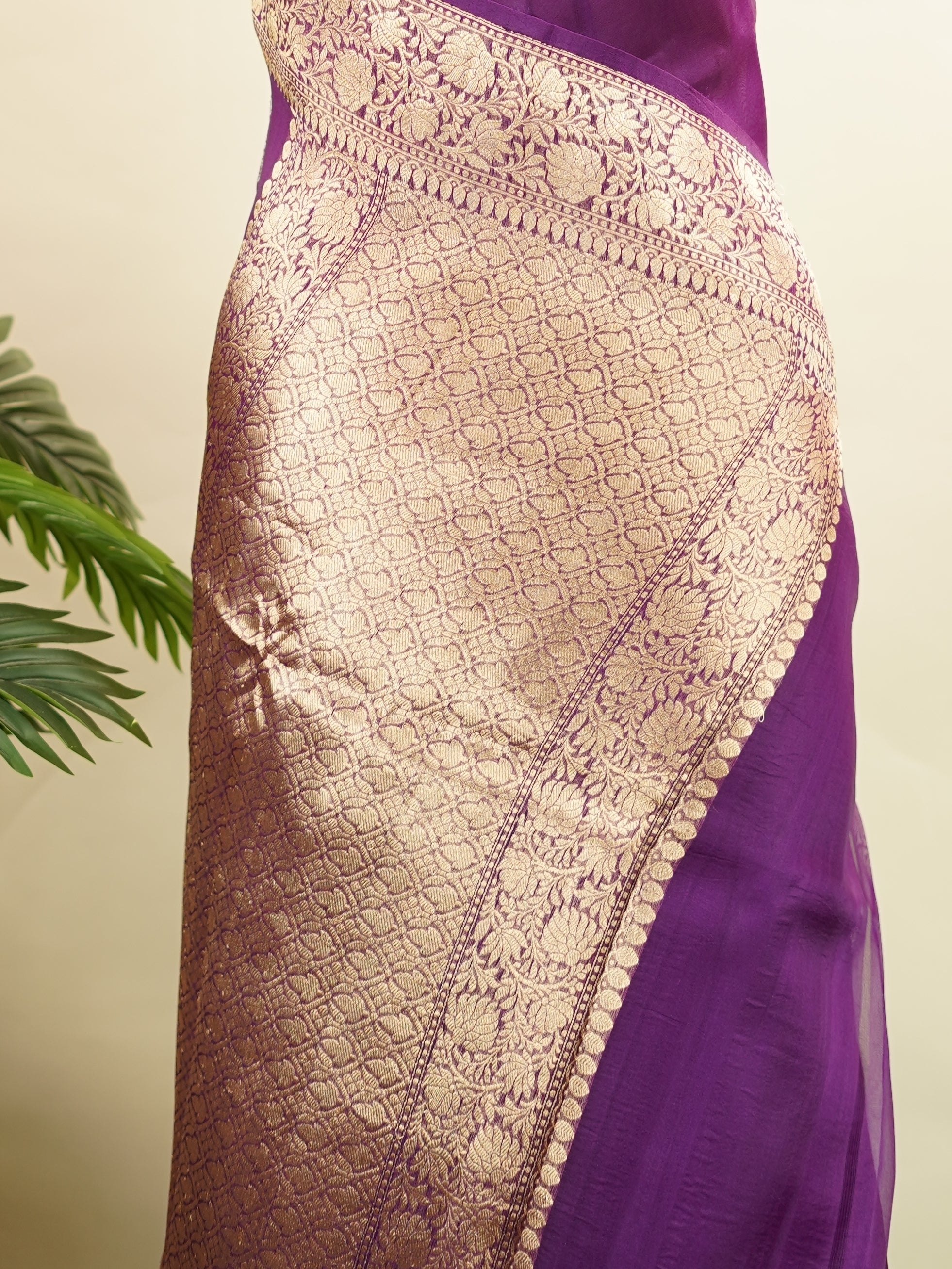 Katan This kora saree features delicate woven buttis and offers a light, comfortable drape. Rama - Banarasi Kora Saree | Woven Buttas - Manoranjitham Weaves - Handloom Store