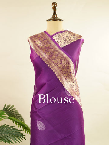 Katan This kora saree features delicate woven buttis and offers a light, comfortable drape. Rama - Banarasi Kora Saree | Woven Buttas - Manoranjitham Weaves - Handloom Store