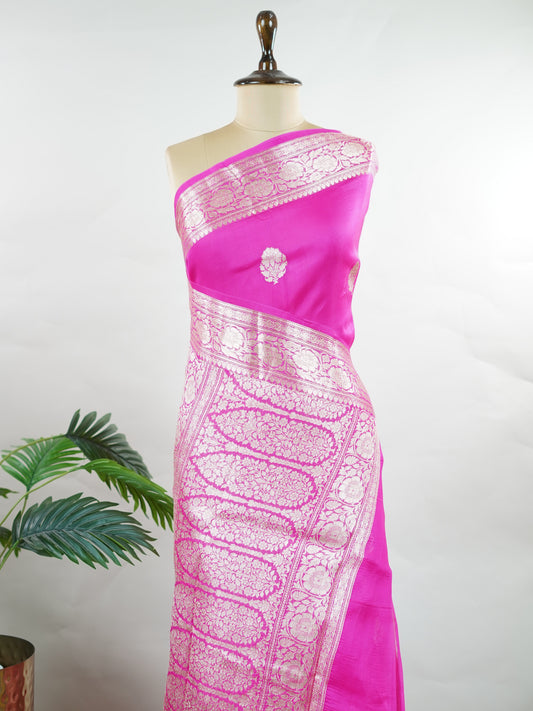 Katan This kora saree features delicate woven buttis and offers a light, comfortable drape. Swati - Manoranjitham Weaves - Handloom Store