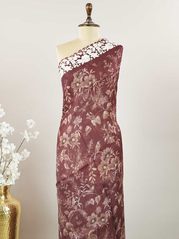 Organza A delicate Organza saree with digital prints and subtle embroidery, combining modern elegance with graceful charm. Lalitambika - Organza Saree | Digital Print - Manoranjitham Weaves - Handloom Store