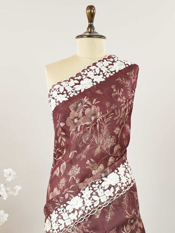 Organza A delicate Organza saree with digital prints and subtle embroidery, combining modern elegance with graceful charm. Lalitambika - Organza Saree | Digital Print - Manoranjitham Weaves - Handloom Store