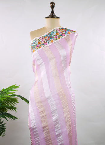 Organza Elegant organza saree in pink and white tones featuring intricate pitted point work on the pallu. The lightweight, sheer fabric drapes beautifully, giving a soft and feminine silhouette.br data-start=186 data-end=189Delicate handcrafted embroidery adds richness, detail, and timeless ethnic charm.br data-start=270 data-end=273Perfect for weddings, festive occasions, and special celebrations with graceful elegance. Rishmika - Organza Saree | Embroidered - Manoranjitham Weaves - Handloom Store