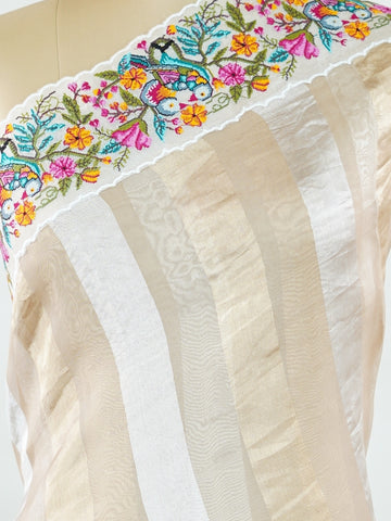 Organza Elegant organza saree in cream and white hues featuring exquisite pitted point work on the pallu. The sheer, lightweight fabric drapes gracefully, creating a soft and refined silhouette.br data-start=186 data-end=189Intricate handcrafted embroidery adds subtle richness, texture, and timeless charm.br data-start=272 data-end=275Perfect for weddings, festive occasions, and special celebrations with classic elegance. Shreenika - Organza Saree | Embroidered - Manoranjitham Weaves - Handloom Store