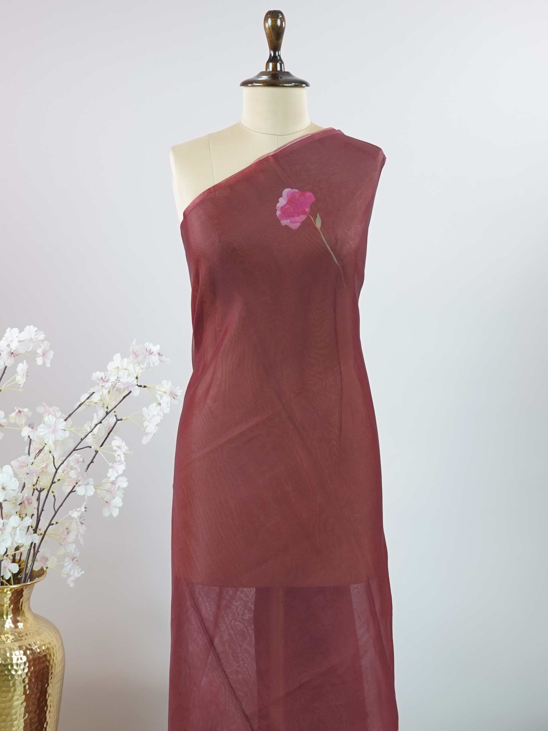 Organza Organza Shyamala - Chinnon Crepe saree - Manoranjitham Weaves - Handloom Store
