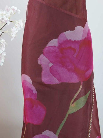 Organza Organza Shyamala - Chinnon Crepe saree - Manoranjitham Weaves - Handloom Store