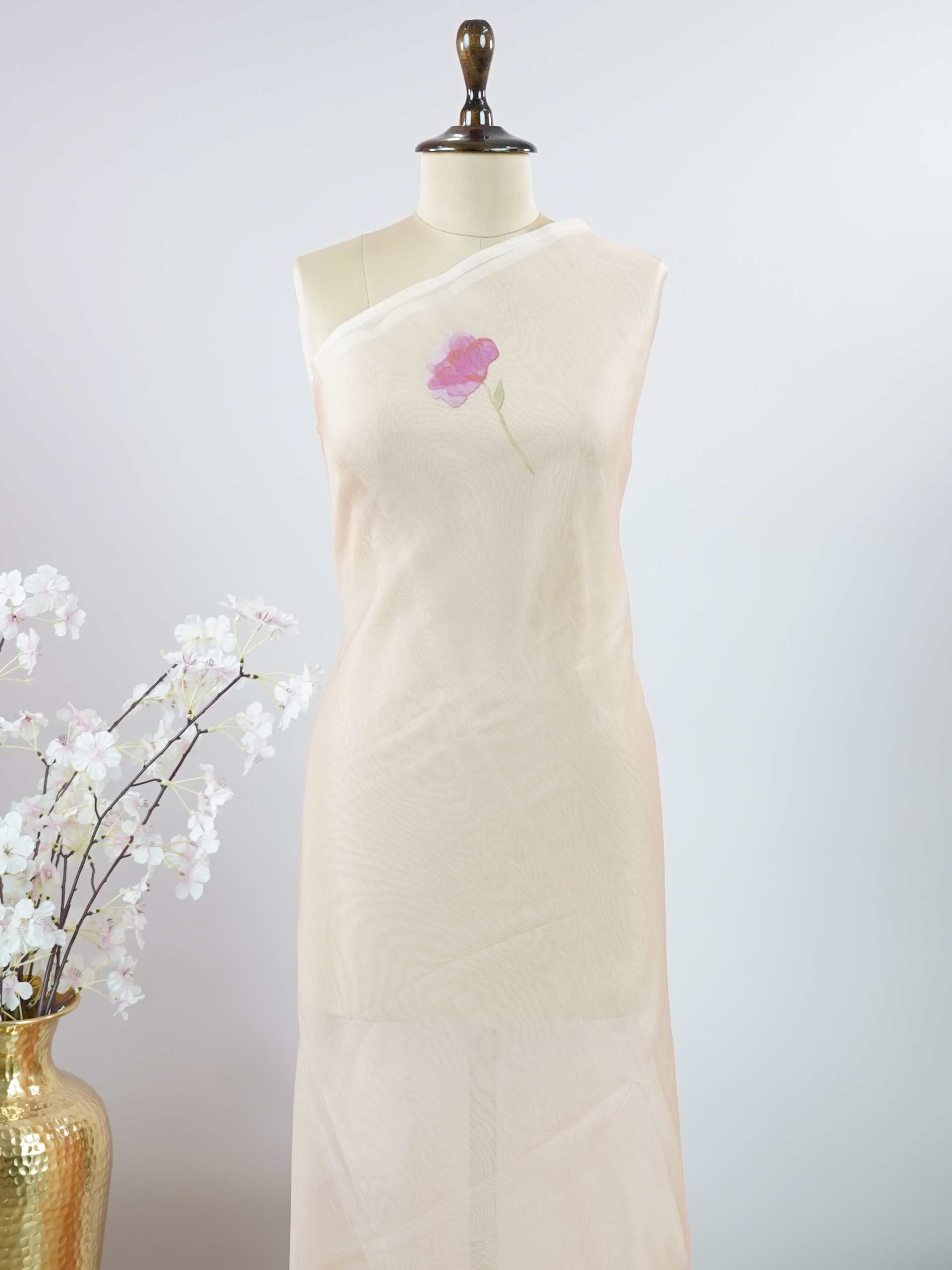 Organza Organza Kamala - Chinnon saree - Manoranjitham Weaves - Handloom Store