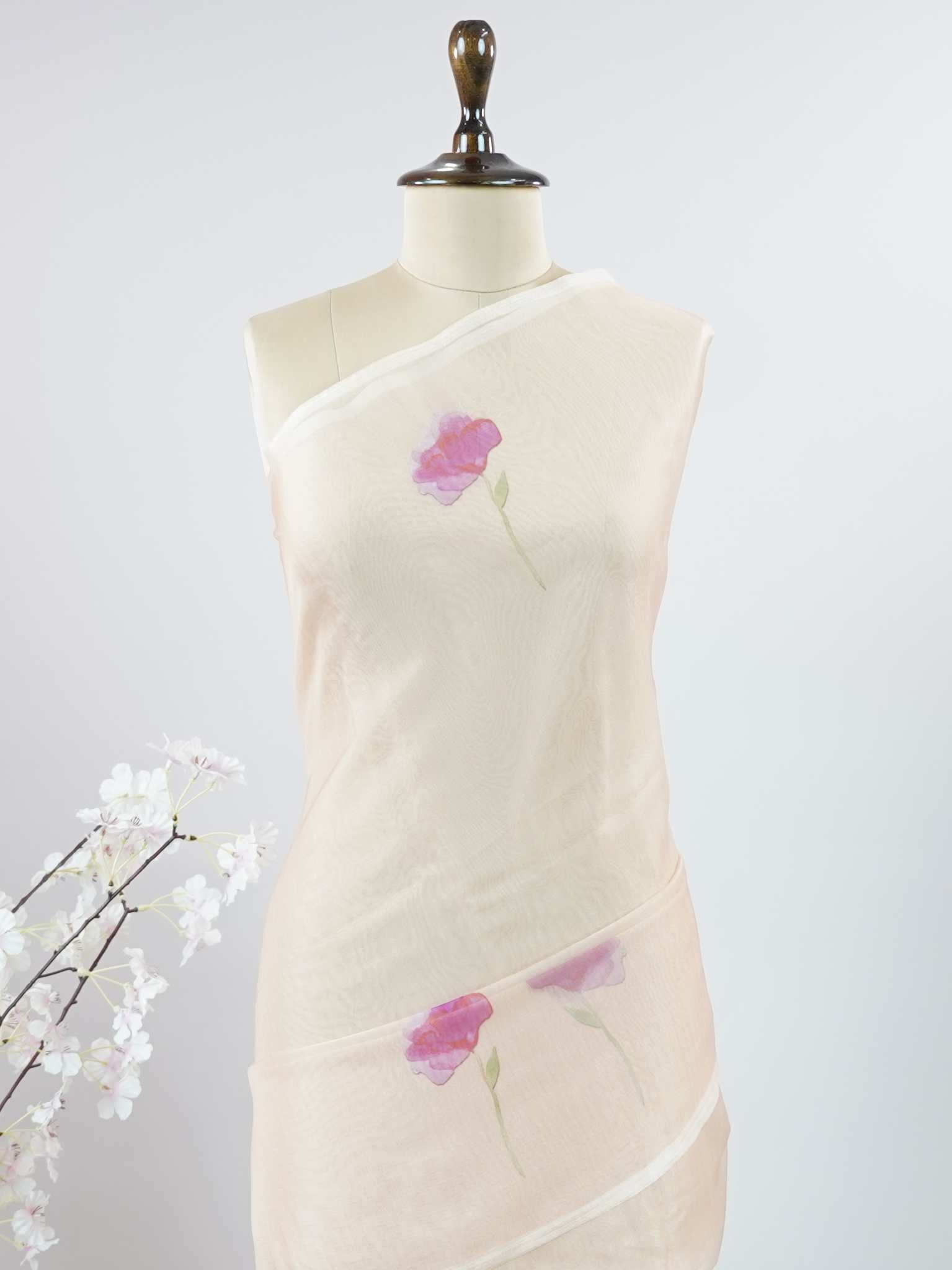 Organza Organza Kamala - Chinnon saree - Manoranjitham Weaves - Handloom Store