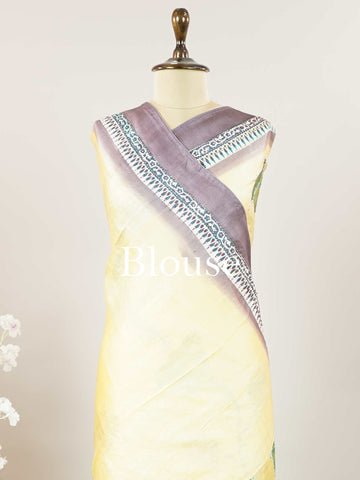 Tussar A Tussar saree with a digital print inspired by Shrinathji’s painting, enhanced with hand-knot embroidery for an artistic and elegant finish. Maheshwari - Tussar Silk Saree | Digital Print - Manoranjitham Weaves - Handloom Store