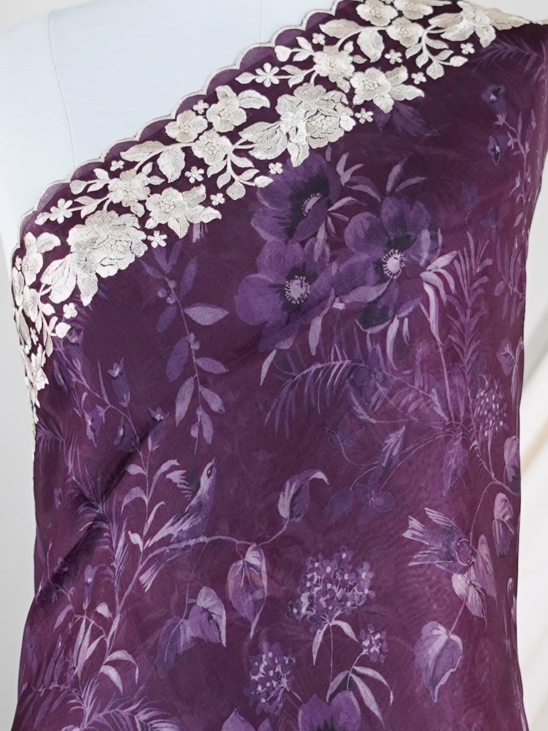 Tussar Wine Organza - Manoranjitham Weaves - Handloom Store