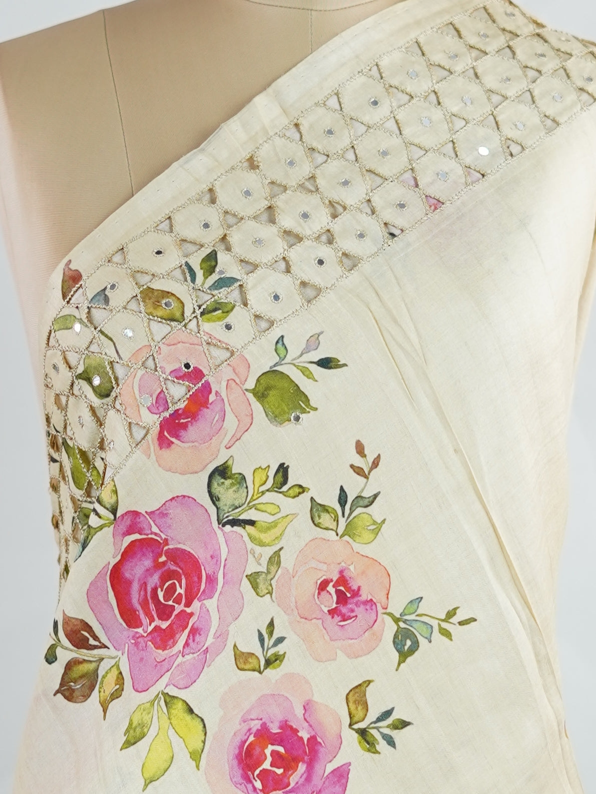 Tussar Tussar with embroidery Chitrini - Manoranjitham Weaves - Handloom Store