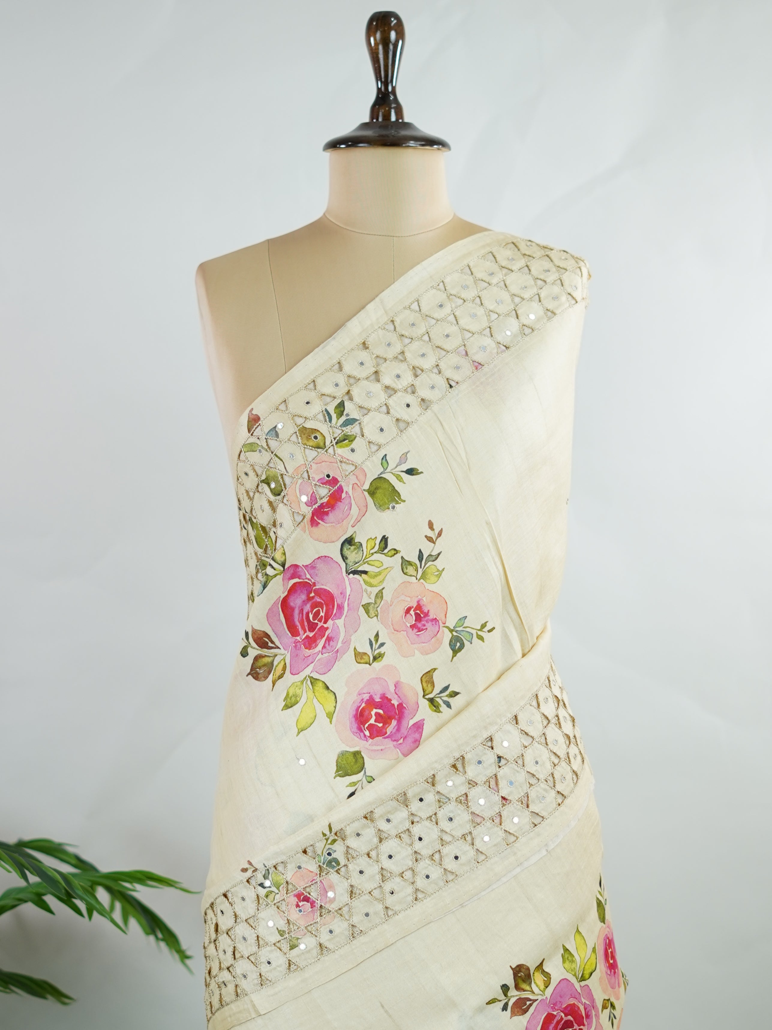 Tussar Tussar with embroidery Chitrini - Manoranjitham Weaves - Handloom Store