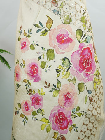 Tussar Tussar with embroidery Chitrini - Manoranjitham Weaves - Handloom Store