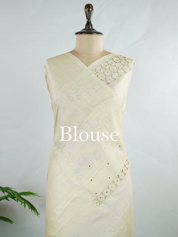 Tussar Tussar with embroidery Chitrini - Manoranjitham Weaves - Handloom Store
