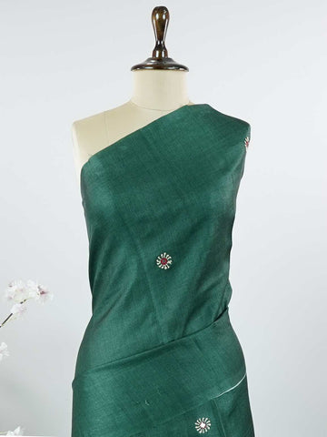 Tussar This elegant Tussar saree features intricate hand Kantha work on a graceful green body.br data-start=87 data-end=90The pallu is beautifully enhanced with artistic detailing, adding rich traditional charm.br data-start=179 data-end=182The blouse comes with a stylish digital print, creating a modern ethnic fusion look.br data-start=266 data-end=269Perfect for festive and special occasions, it blends handcrafted elegance with contemporary design. Indumati - Tussar Silk Saree | Hand Embroidered - Manoran