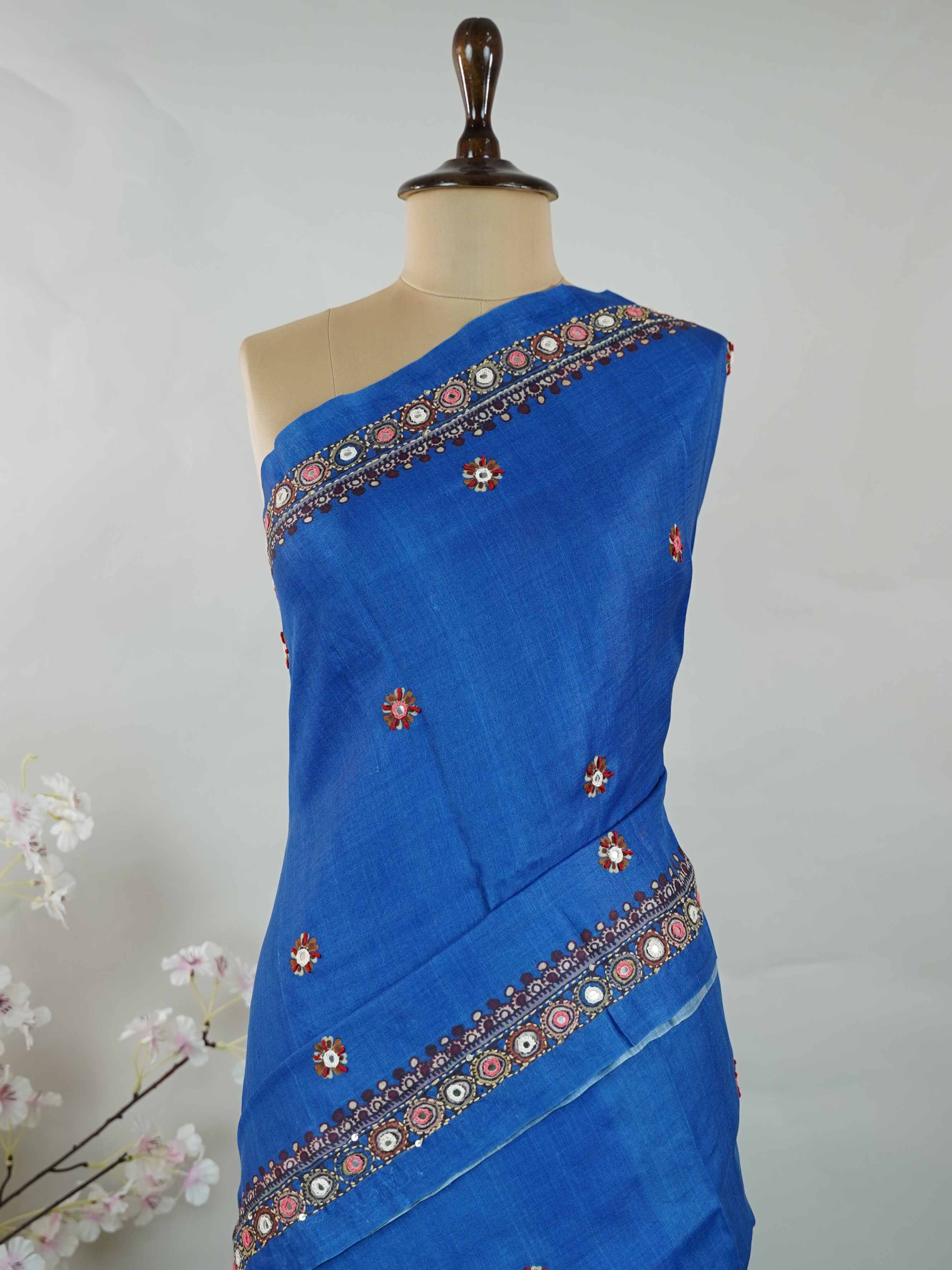 Tussar Ink blue Tussar silk body paired with a serene cream pallu and blouse, highlighted by intricate Radha Krishna embroidery.br
A graceful harmony of devotion and contrast, blending deep hues with timeless artistry. Shyama - Ink Blue Tussar Silk Saree | Radha Krishna Embroidery - Manoranjitham Weaves - Handloom Store