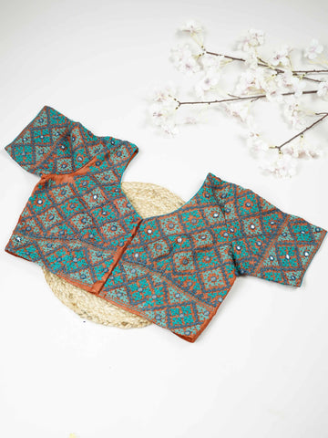 Tussar This elegant orange Tussar blouse features finely stitched hand Kantha work in a full design.br data-start=93 data-end=96The intricate Kantha embroidery covers the blouse beautifully, showcasing rich traditional craftsmanship. The vibrant orange shade enhances the detailed stitching with a bright and festive appeal. Perfect for ethnic wear, it creates a bold, artistic, and gracefully handcrafted traditional look. Devanshi - Tussar Silk Saree | Hand Embroidered - Manoranjitham Weaves - Handloom Store