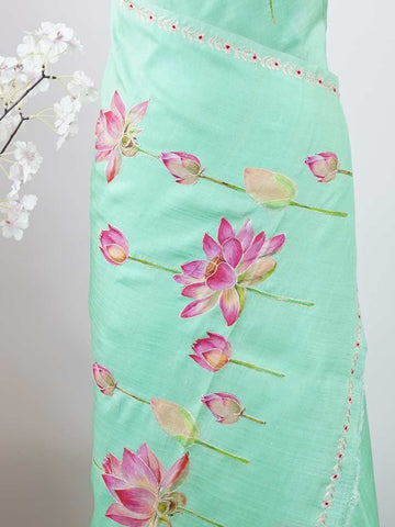 Tussar Elegant Tussar Indumati - Tussar saree - Manoranjitham Weaves - Handloom Store