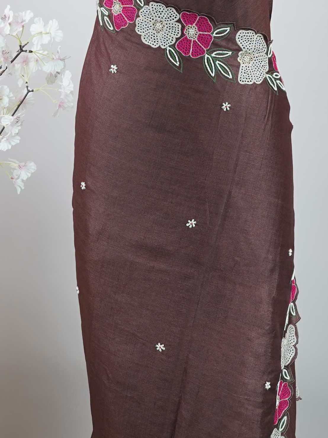 Tussar Elegant Tussar Madri - Tussar saree - Manoranjitham Weaves - Handloom Store