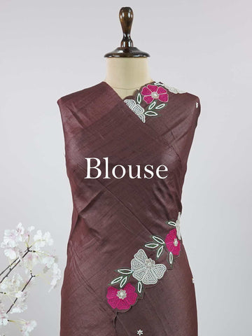 Tussar Elegant Tussar Madri - Tussar saree - Manoranjitham Weaves - Handloom Store