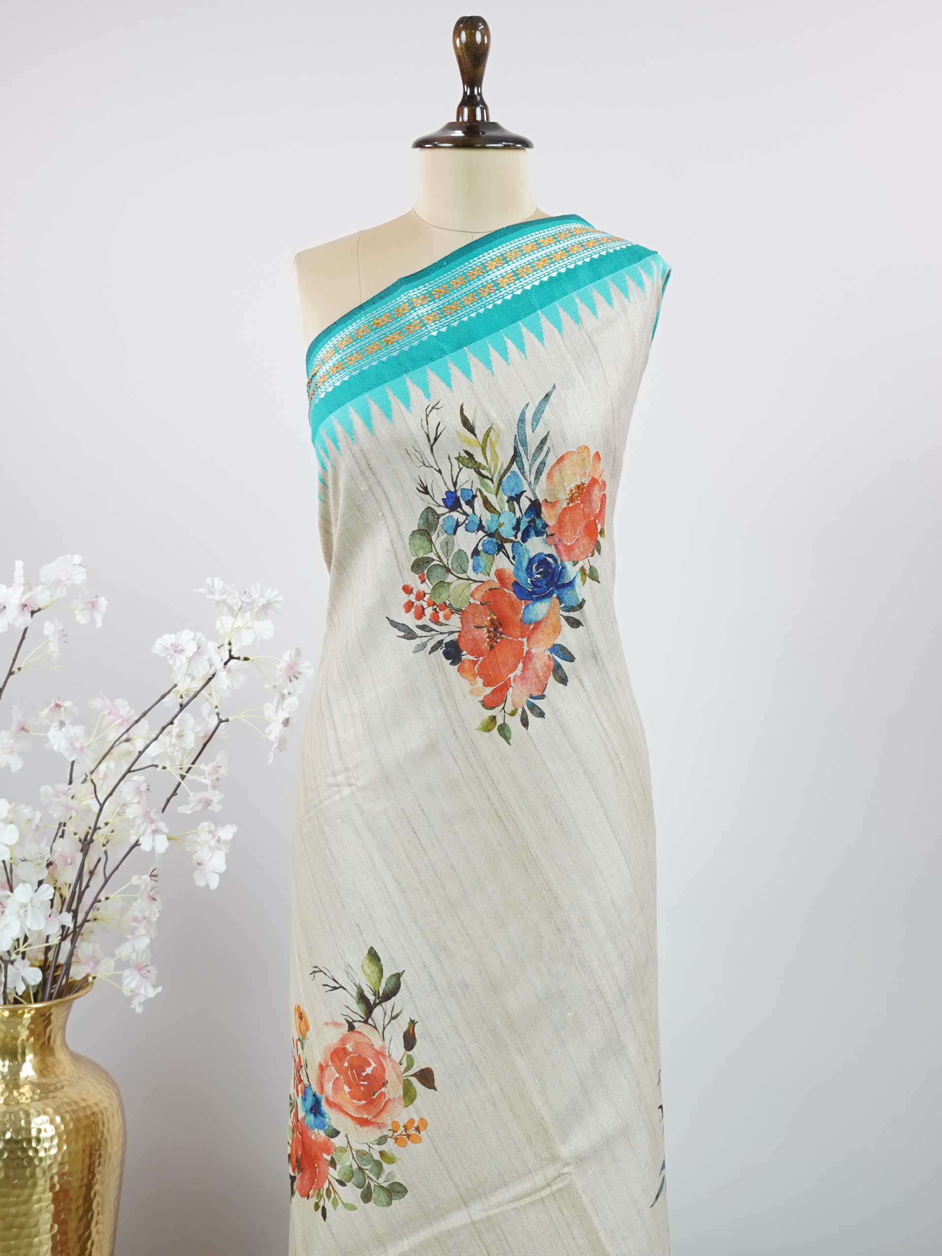 Tussar Elegant Tussar Ruma - Vidharbha Tussar saree - Manoranjitham Weaves - Handloom Store
