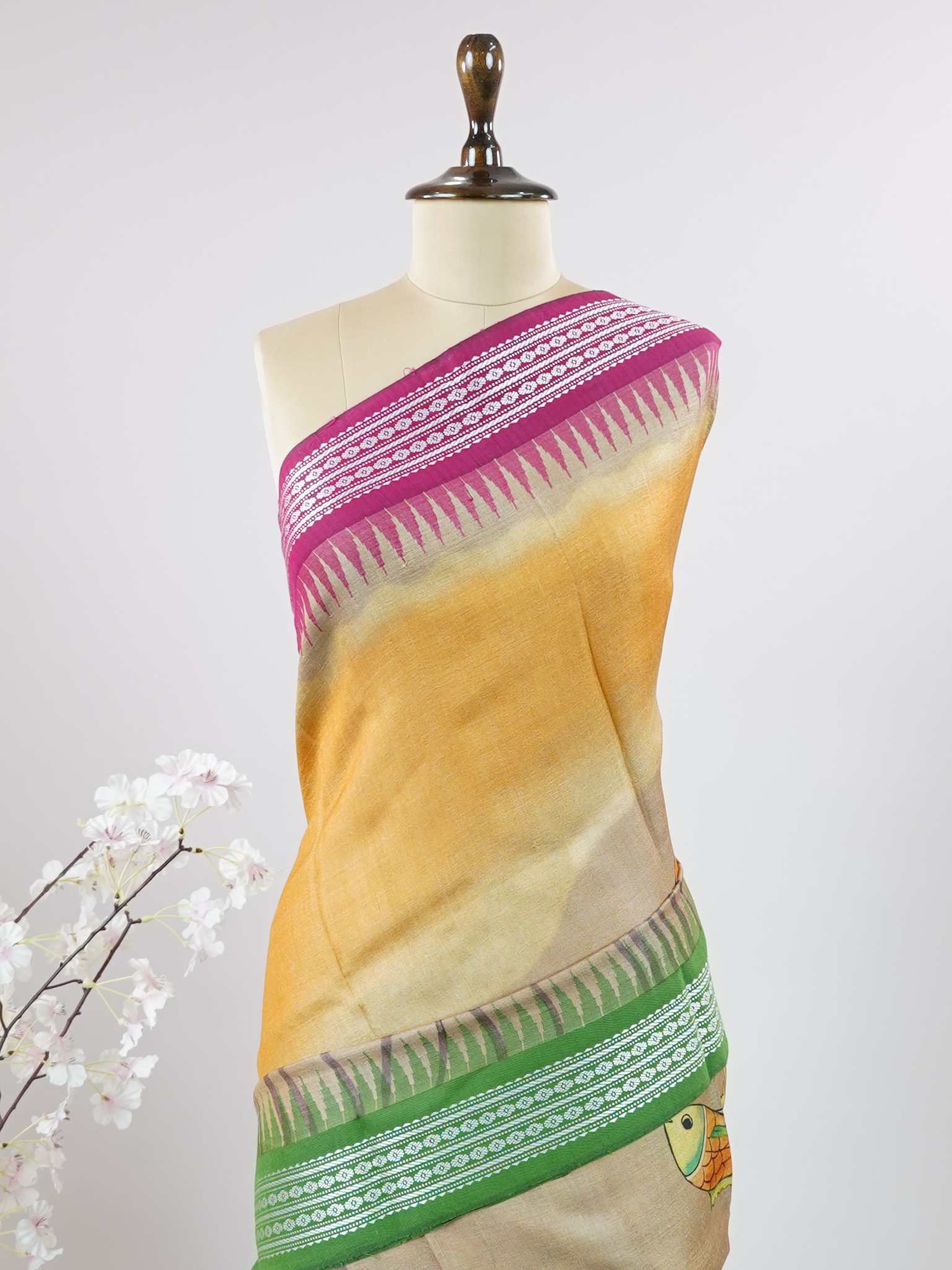 Tussar Elegant Tussar Manohari - Vidharbha Tussar saree - Manoranjitham Weaves - Handloom Store
