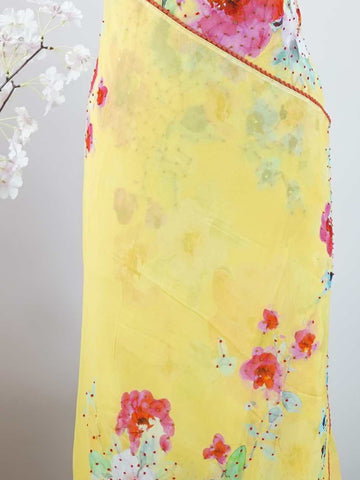Georgette Amazing soft chinnon crepe that feels so light, you will swept off of your feet Kanthi - Chinnon Crepe saree - Manoranjitham Weaves - Handloom Store