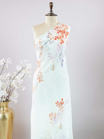 Georgette Amazing soft chinnon crepe that feels so light, you will swept off of your feet Neelapathake - Chinnon Crepe saree - Manoranjitham Weaves - Handloom Store