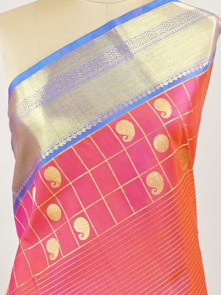 Venkatagiri Silk Woven in the heart of Andhra Pradesh, this Venkatagiri handloom saree is a symbol of regal elegance and heritage. Known for its soft texture and intricate craftsmanship, it drapes gracefully for weddings, pujas, and festive moments. Each thread carries tradition, making it a cherished piece of South Indian artistry. Lightweight yet luxurious — a true sree in every sense. Aadhira - Venkatagiri  saree - Manoranjitham Weaves - Handloom Store