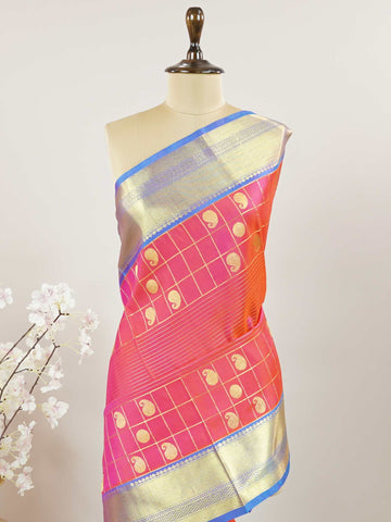 Venkatagiri Silk Woven in the heart of Andhra Pradesh, this Venkatagiri handloom saree is a symbol of regal elegance and heritage. Known for its soft texture and intricate craftsmanship, it drapes gracefully for weddings, pujas, and festive moments. Each thread carries tradition, making it a cherished piece of South Indian artistry. Lightweight yet luxurious — a true sree in every sense. Aadhira - Venkatagiri  saree - Manoranjitham Weaves - Handloom Store