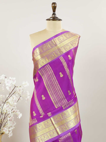 Venkatagiri Silk Woven in the heart of Andhra Pradesh, this Venkatagiri handloom saree is a symbol of regal elegance and heritage. Known for its soft texture and intricate craftsmanship, it drapes gracefully for weddings, pujas, and festive moments. Each thread carries tradition, making it a cherished piece of South Indian artistry. Lightweight yet luxurious — a true sree in every sense. Kavana - Venkatagiri  saree - Manoranjitham Weaves - Handloom Store