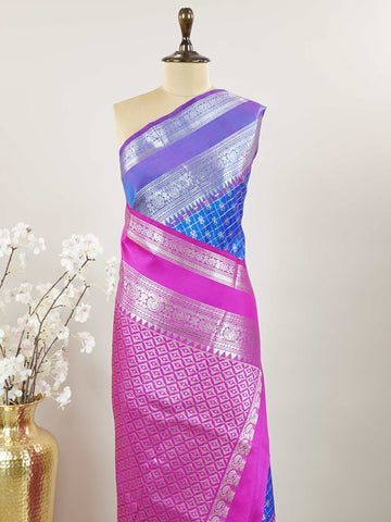 Venkatagiri Silk Woven in the heart of Andhra Pradesh, this Venkatagiri handloom saree is a symbol of regal elegance and heritage. Known for its soft texture and intricate craftsmanship, it drapes gracefully for weddings, pujas, and festive moments. Each thread carries tradition, making it a cherished piece of South Indian artistry. Lightweight yet luxurious — a true sree in every sense. Apsara - Venkatagiri  saree - Manoranjitham Weaves - Handloom Store