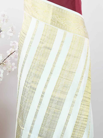 Mysore silk Pure Mysore silk saree woven with timeless elegance. Its smooth texture creates a soft and graceful drape. Crafted by skilled artisans using handloom traditions. Minimal detailing adds refined beauty. A sophisticated saree for every celebration. Nilambari - Pure Mysore Silk Saree - Manoranjitham Weaves - Handloom Store