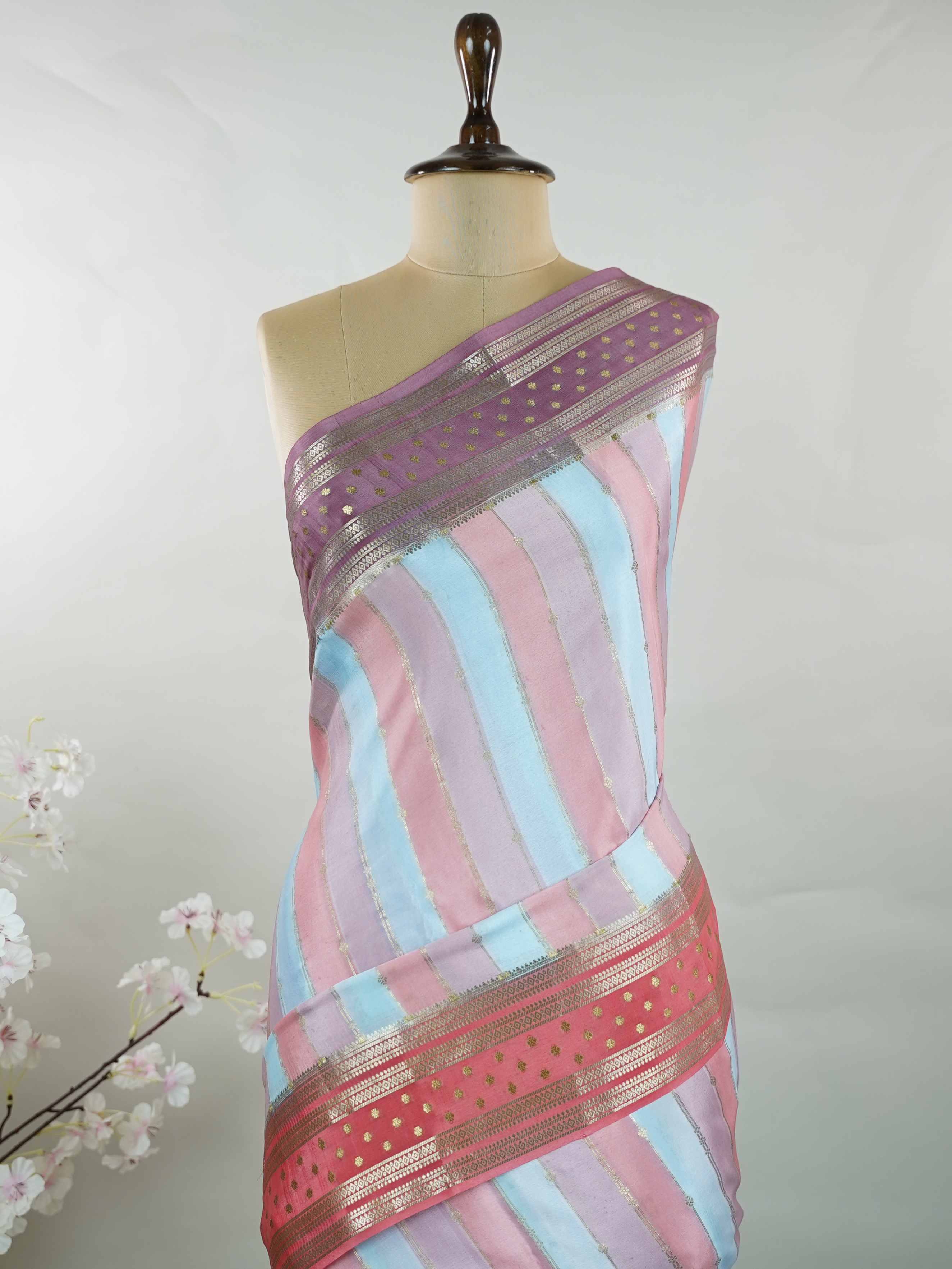 Mysore silk Traditional handloom Mysore silk saree with soft luxurious texture. Its elegant weave speaks of heritage and craftsmanship. Minimal styling keeps the look timeless and refined. Graceful drape perfect for festive occasions. Classic silk beauty woven to perfection. Mahatripura - Pure Mysore Silk Saree - Manoranjitham Weaves - Handloom Store