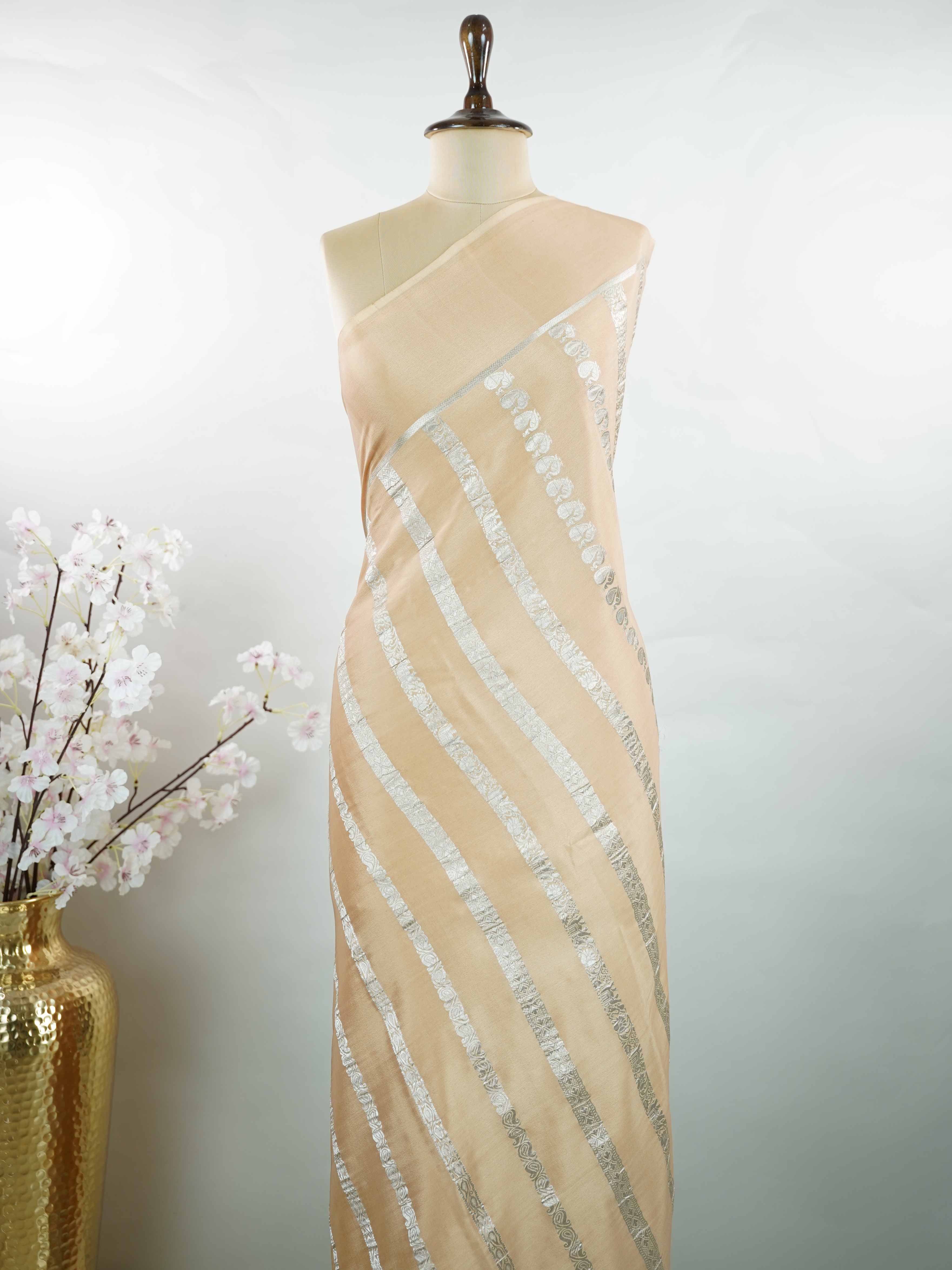 Mysore silk Classic handloom Mysore silk saree with elegant simplicity. The rich texture highlights the beauty of pure silk naturally. Soft and lightweight for graceful movement. Traditional craftsmanship in every detail. Perfect for timeless festive dressing. Charusheela - Pure Mysore Silk Saree - Manoranjitham Weaves - Handloom Store