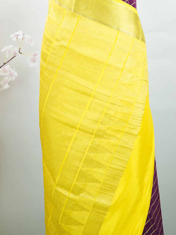 Mysore silk Traditional handloom silk saree featuring graceful Mysore elegance. The subtle shine of pure silk enhances every drape. Simple yet sophisticated in every detail. Crafted with timeless weaving techniques. Perfect for elegant festive moments. Varadayini - Pure Mysore Silk Saree - Manoranjitham Weaves - Handloom Store