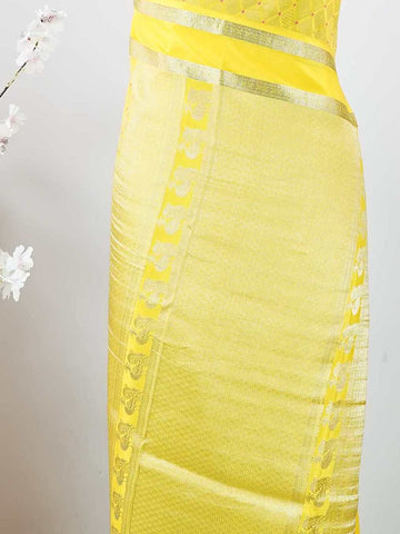 Mysore silk Pure silk saree woven in traditional Mysore handloom style. Its elegant sheen and smooth texture stand out beautifully. Lightweight comfort paired with timeless appeal. Minimal elegance crafted with care. A perfect blend of tradition and grace.
  Vachaspati - Pure Mysore Silk Saree - Manoranjitham Weaves - Handloom Store