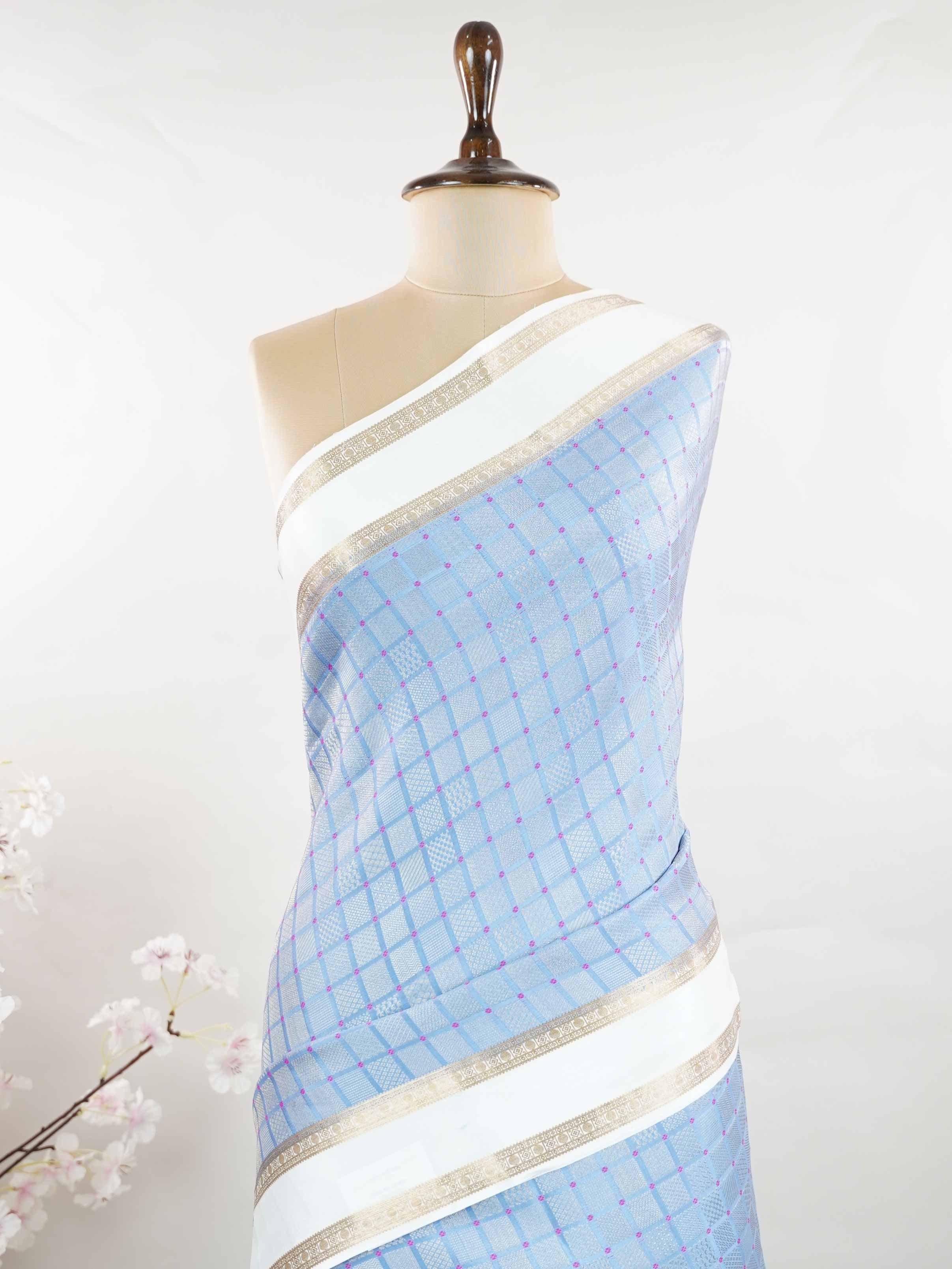 Mysore silk Pure handloom Mysore silk saree with subtle classic charm. The smooth texture gives it a refined luxurious finish. Elegant drape designed for effortless beauty. Traditional craftsmanship in every thread. Perfectly timeless and sophisticated. Charuchandra - Pure Mysore Silk Saree - Manoranjitham Weaves - Handloom Store