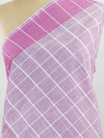 Bengal Cottons Pink South Cotton with Ikkat Style Borders &amp; Grey Blouse Anuraga - Pink Handloom Cotton Saree | Ikkat Border - Manoranjitham Weaves - Handloom Store