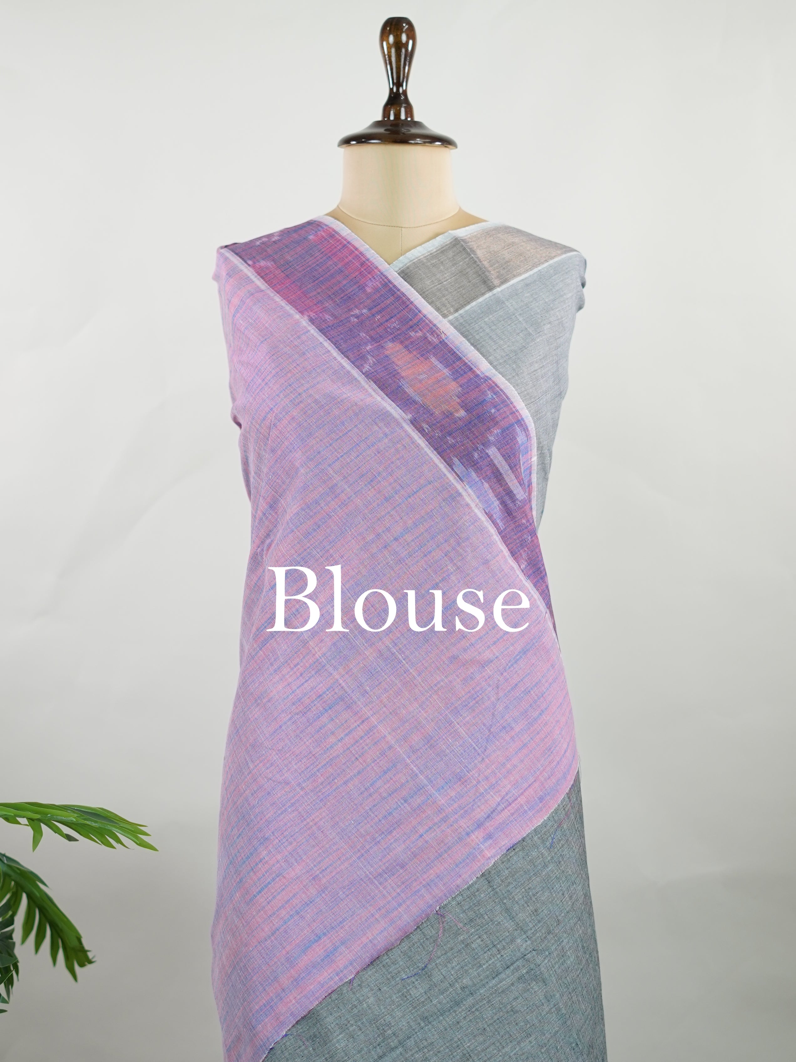 Bengal Cottons Grey South Cotton with Running Zari Border &amp; Grey Blouse Shyamala - Grey Handloom Cotton Saree - Manoranjitham Weaves - Handloom Store