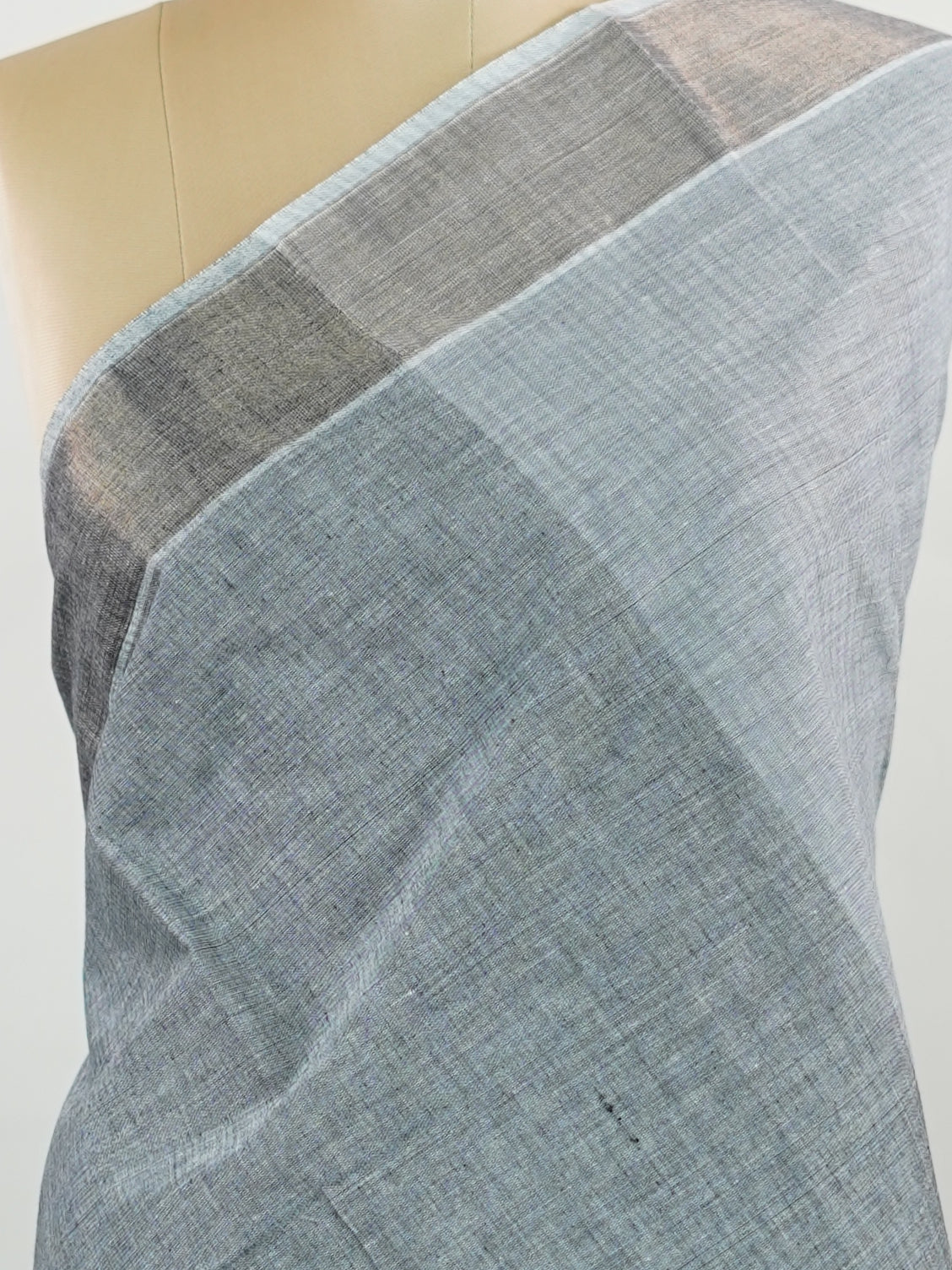 Bengal Cottons Grey South Cotton with Running Zari Border &amp; Grey Blouse Shyamala - Grey Handloom Cotton Saree - Manoranjitham Weaves - Handloom Store