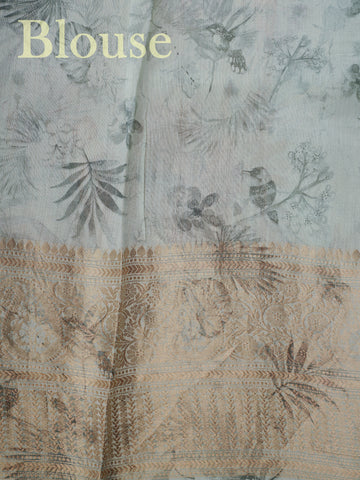Organza Handwoven by skilled artisans of Karnataka, this 100% Pure Silk  saree in Powder Cyan blends traditional elegance with intricate nan zari work. A truly stunning drape for special occasions. The interplay of colors and craftsmanship makes it a treasured piece for every saree connoisseur. Marwa - Manoranjitham Weaves - Handloom Store