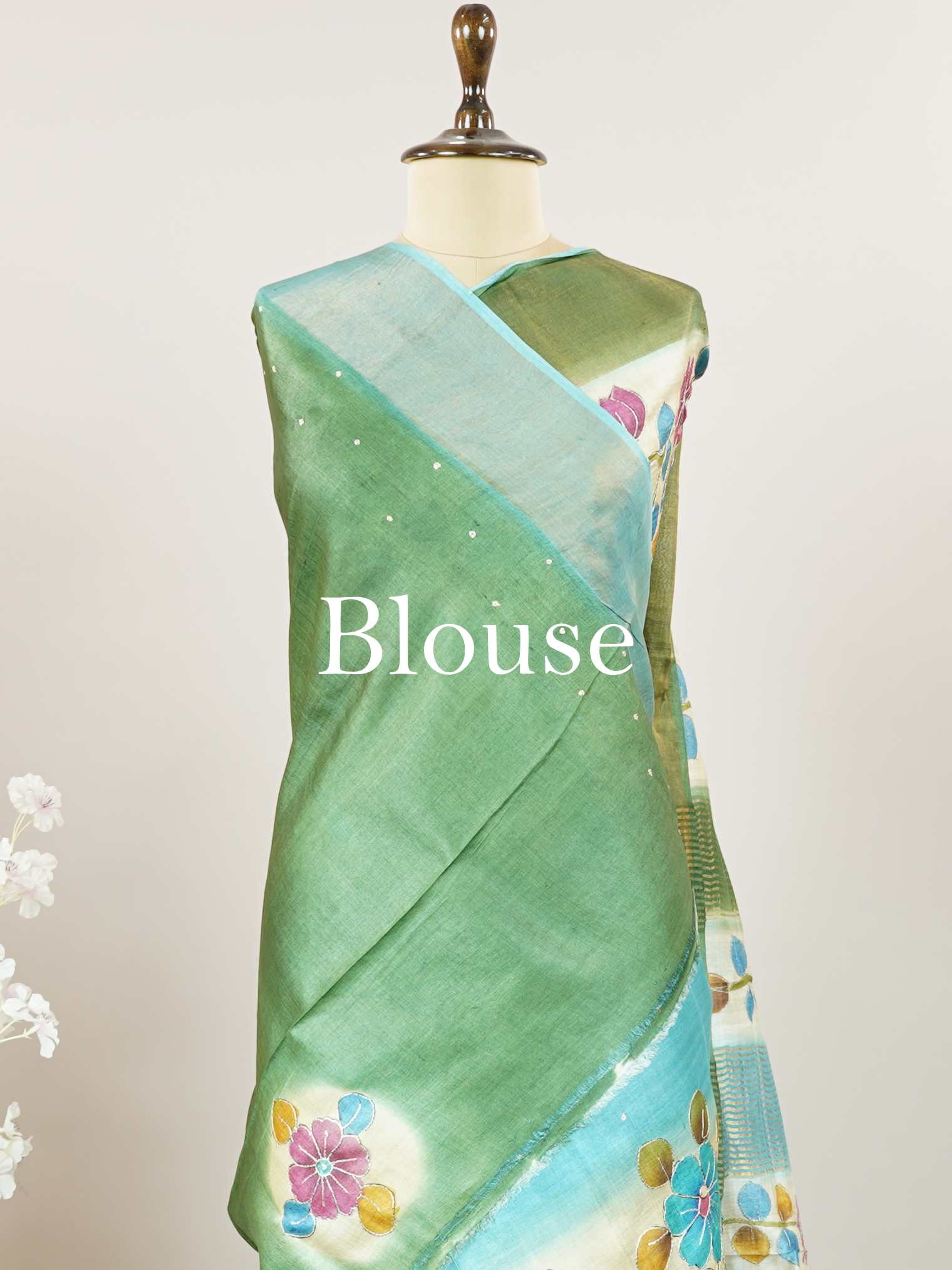 Tussars A Tussar saree with digital print and intricate Aari Peeta embroidery, combining modern design with delicate handcraft. Pahadi - Tussar Silk Saree | Digital Print - Manoranjitham Weaves - Handloom Store
