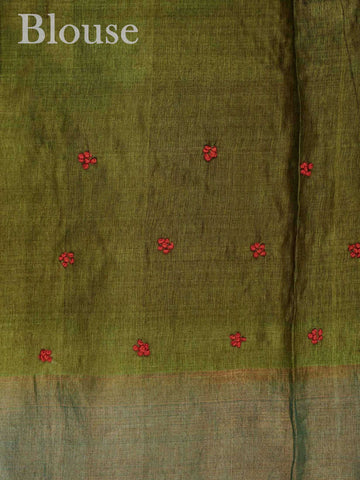 Tussars 
A Tussar saree with digital print and delicate hand-knot embroidery, blending contemporary design with traditional craftsmanship. Joga     - Manoranjitham Weaves - Handloom Store