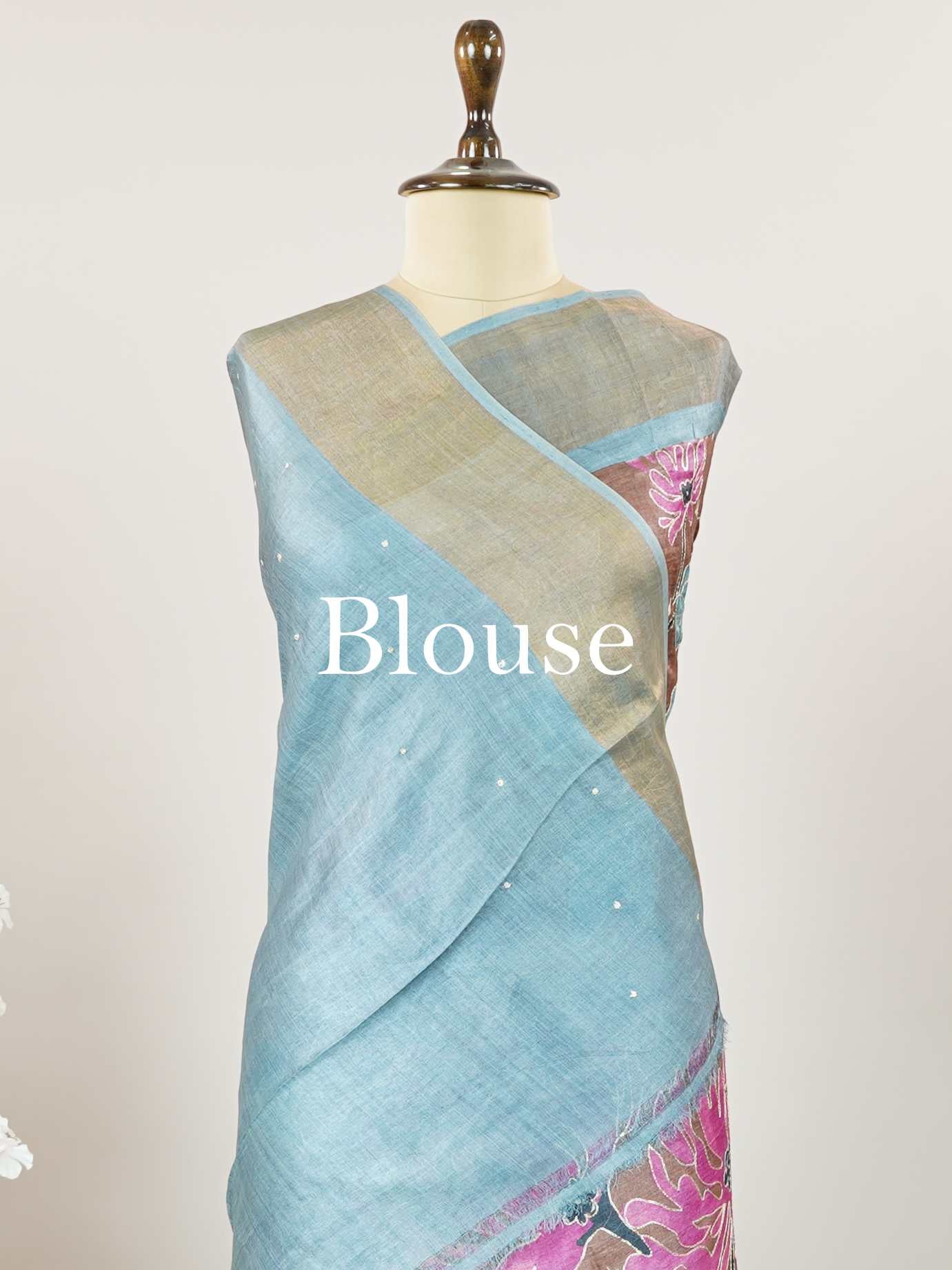 Tussars A Tussar saree with digital print and intricate Aari Peeta work, combining contemporary style with delicate handcraft. Rageshreea - Tussar Silk Saree | Digital Print - Manoranjitham Weaves - Handloom Store