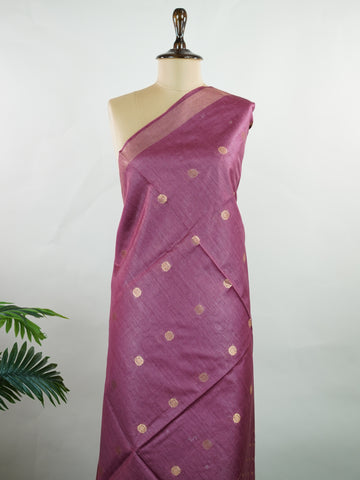 Tussars A masterpiece from Jharkhand, this Semi Silk saree in Wine is a tribute to India's rich handloom legacy. The nan weaving and Handwork motifs make it a perfect choice for brides and celebrations. Every thread speaks of elegance, tradition, and the skilled hands that bring this saree to life. Bhupalia - Manoranjitham Weaves - Handloom Store