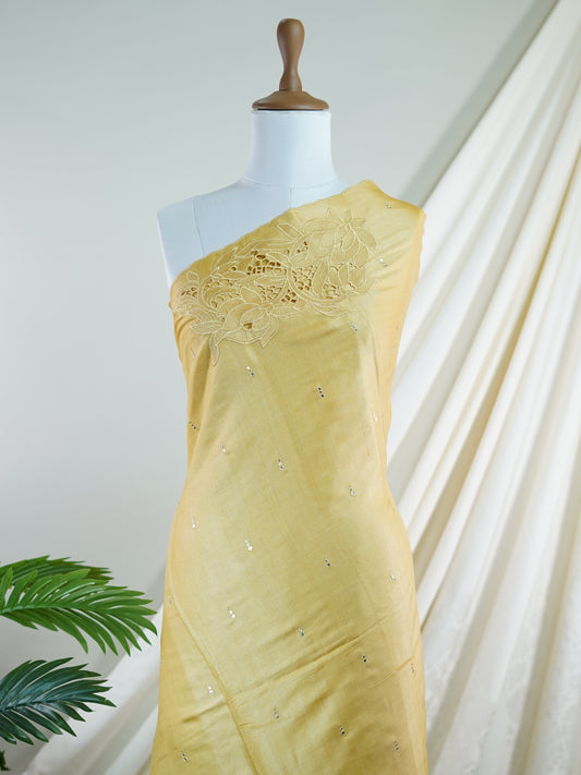 Tussars Yellow 100% Pure Tussar - Manoranjitham Weaves - Handloom Store