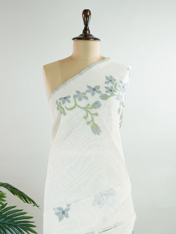 Cottons In soothing grey, this 100% Pure Cotton saree brings quiet beauty to everyday wear.br
Floral motifs bloom gently across the body, adding a soft, natural charm.br
Woven in Varanasi, it offers breathability and comfort all day long.br
A timeless choice for effortless grace.br
#PureCottonSaree #GreyElegance #FloralMotifs #VaranasiWeaves #ManoranjithamSarees Dharani - Handloom Cotton Saree | Zari Border | Traditional - Manoranjitham Weaves - Handloom Store