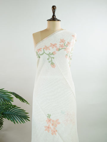 Cottons In soft cream tones, this Kora Cotton saree from Varanasi carries a light, graceful charm.br
Floral motifs bloom gently across the body, untouched by zari for a pure, minimal look.br
Its airy texture makes it ideal for warm days and easy elegance.br
A timeless drape for those who love quiet beauty.br
#KoraCotton #FloralSaree #NoZariElegance #VaranasiWeaves #ManoranjithamSarees Jyoti - Handloom Cotton Saree | Zari Border | Traditional - Manoranjitham Weaves - Handloom Store